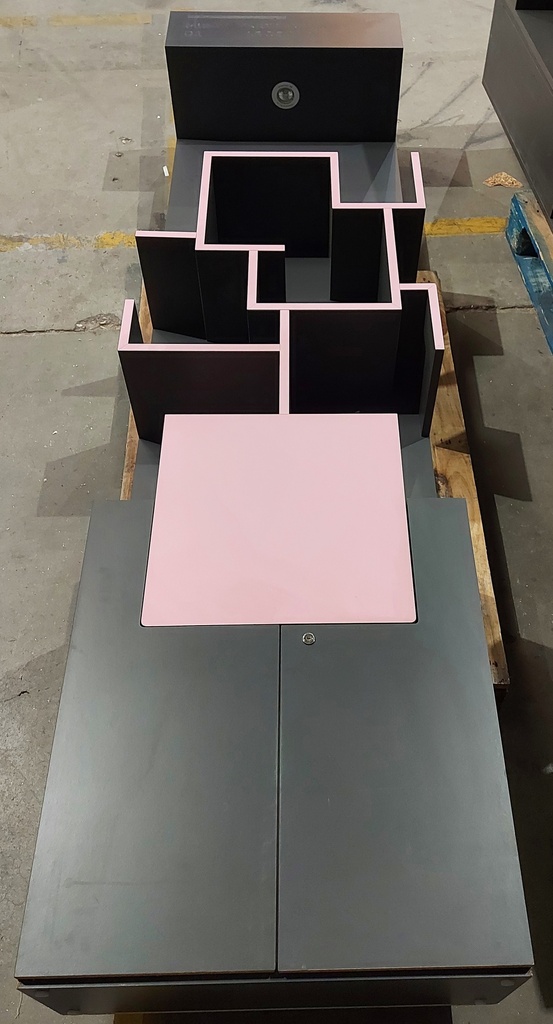 (MONTREUIL) Meuble Agglo Gris Rose